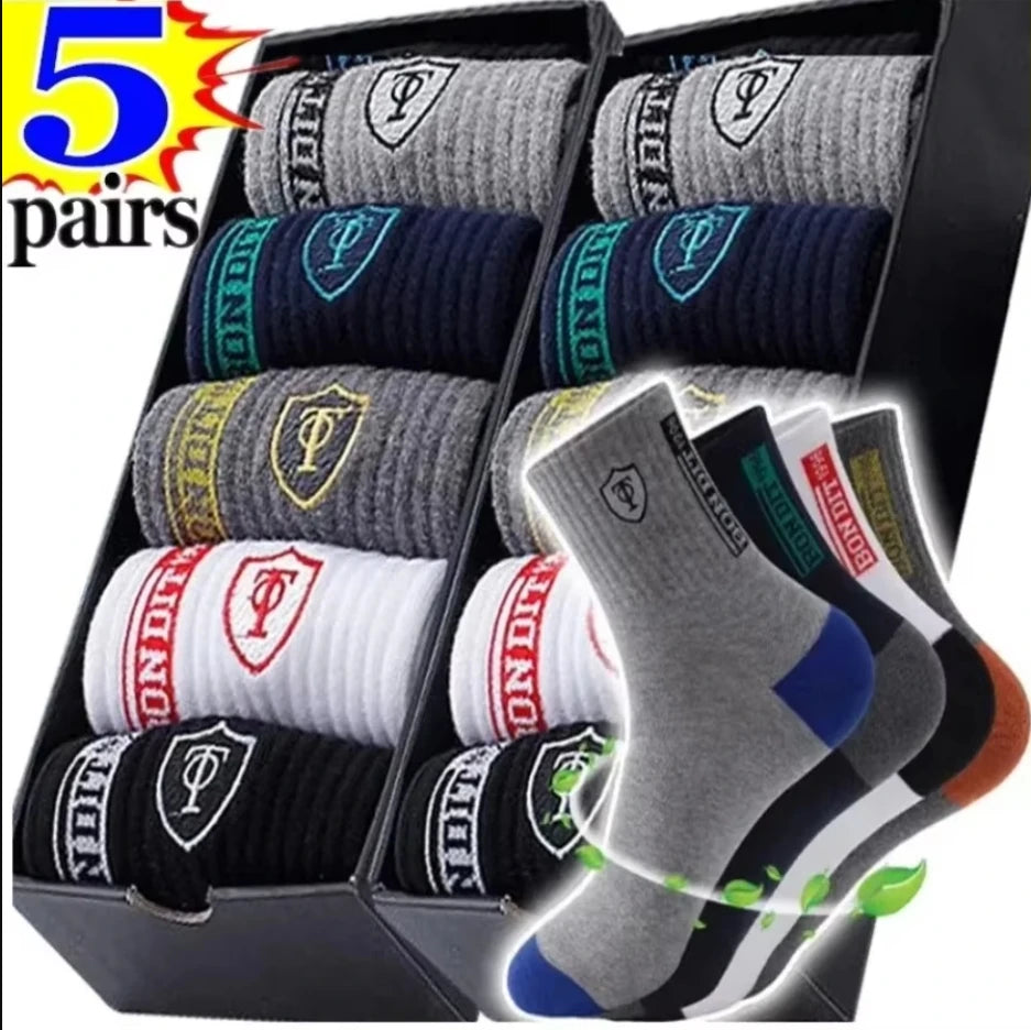 5 Pairs Of Socks, Autumn And Winter Athletic Socks, Sports Trend Socks
