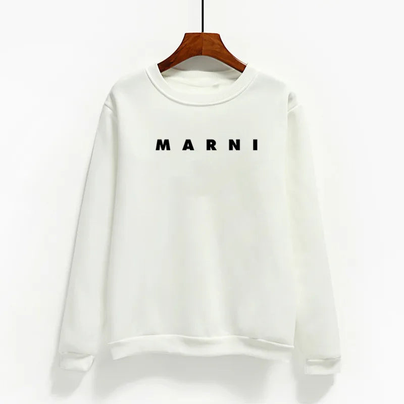 Fashion Letter Print Women Hoodies O-neck Female