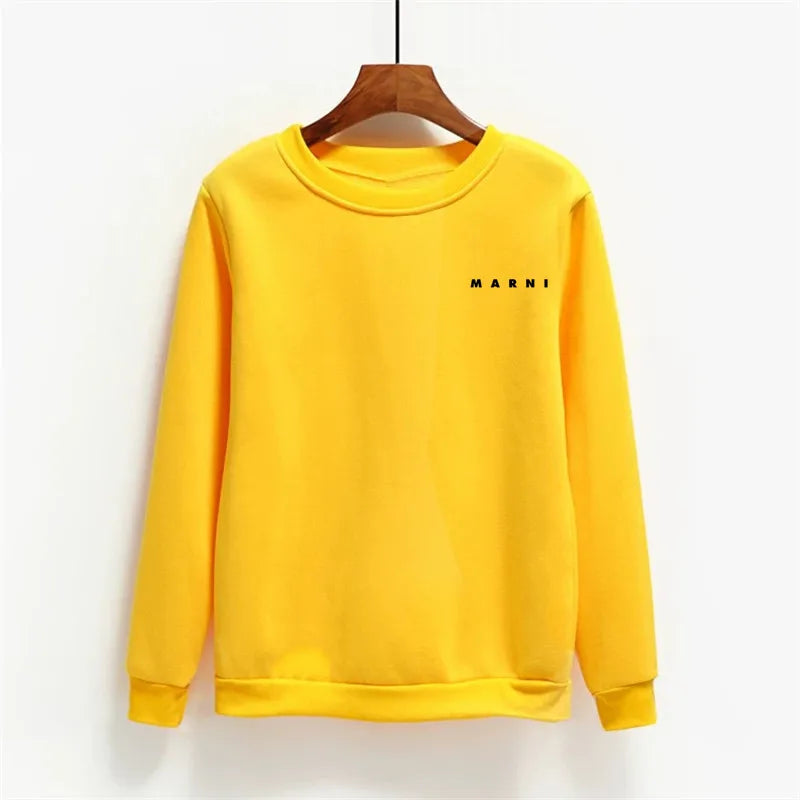 Fashion Letter Print Women Hoodies O-neck Female