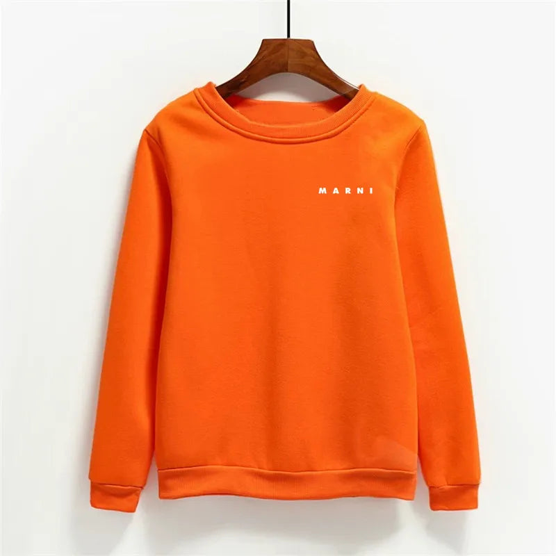 Fashion Letter Print Women Hoodies O-neck Female