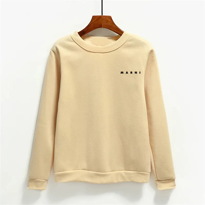 Fashion Letter Print Women Hoodies O-neck Female