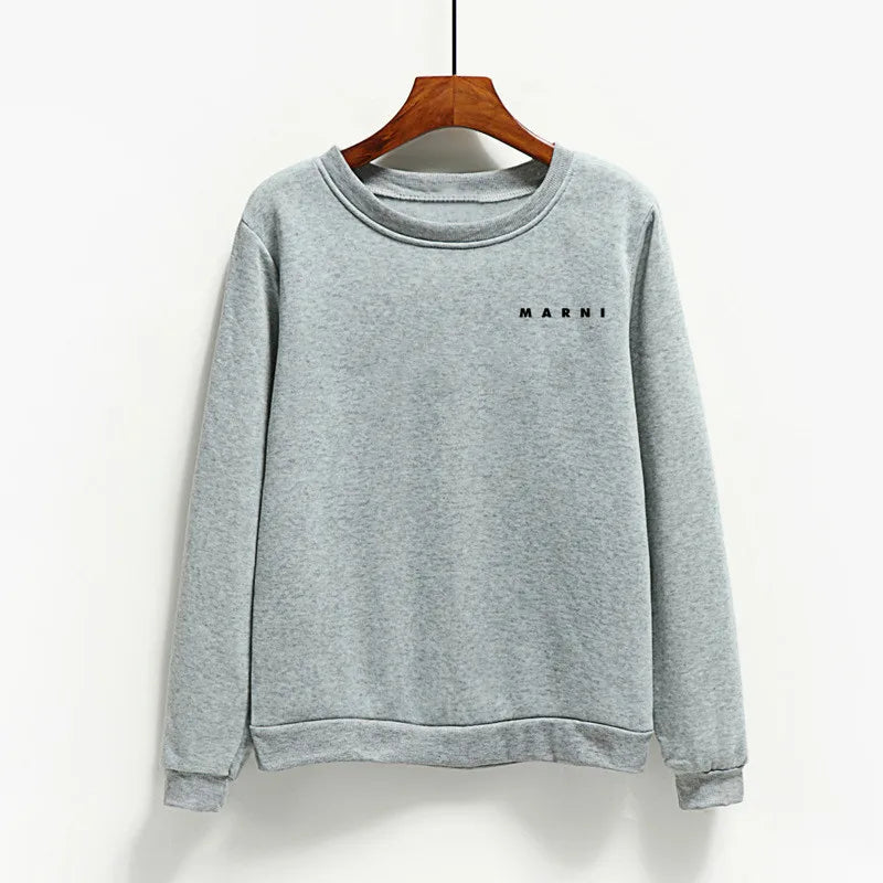 Fashion Letter Print Women Hoodies O-neck Female