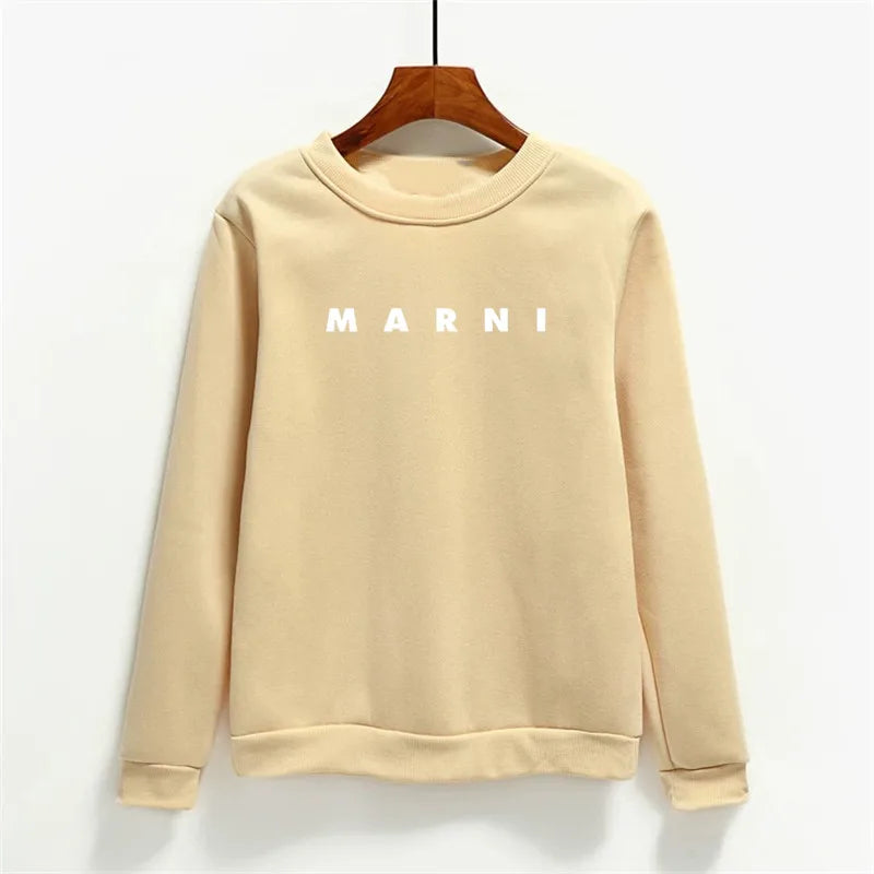 Fashion Letter Print Women Hoodies O-neck Female