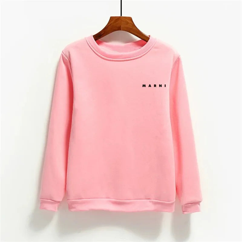 Fashion Letter Print Women Hoodies O-neck Female