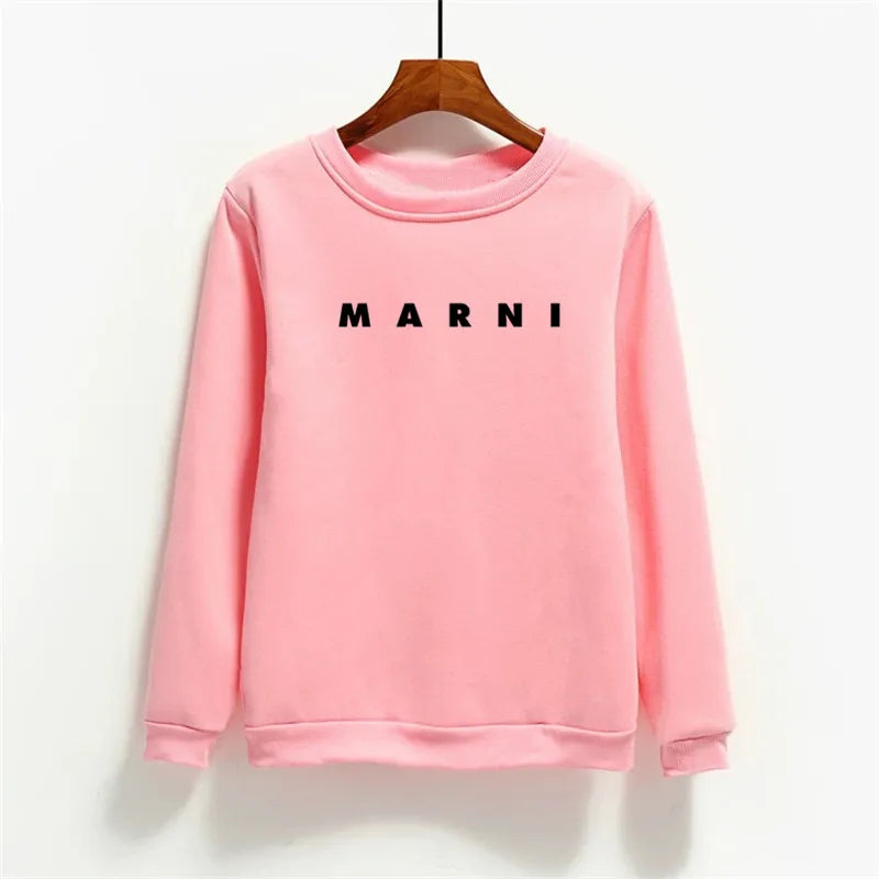 Fashion Letter Print Women Hoodies O-neck Female