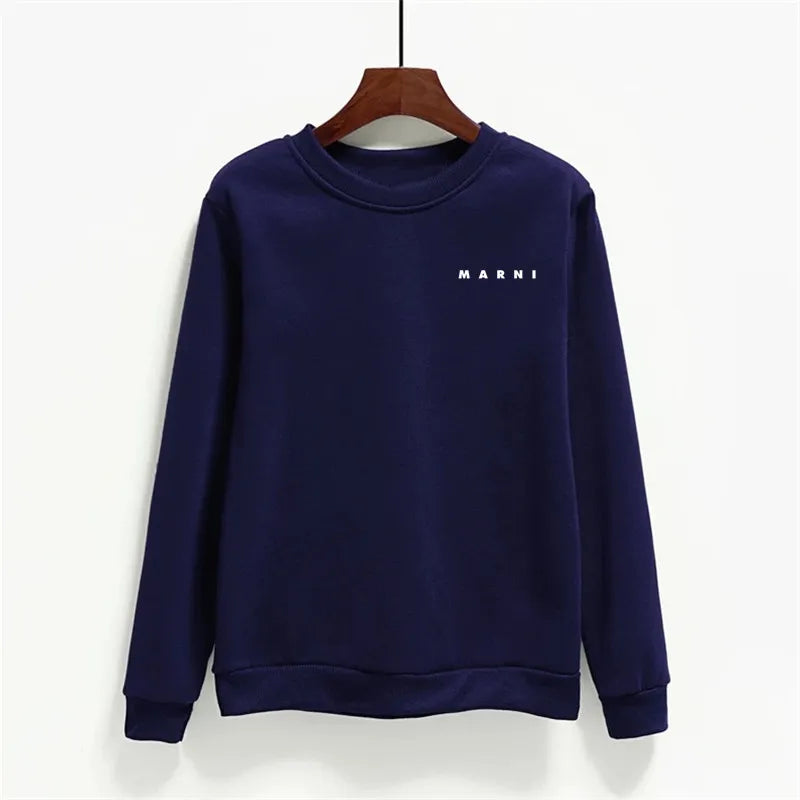 Fashion Letter Print Women Hoodies O-neck Female