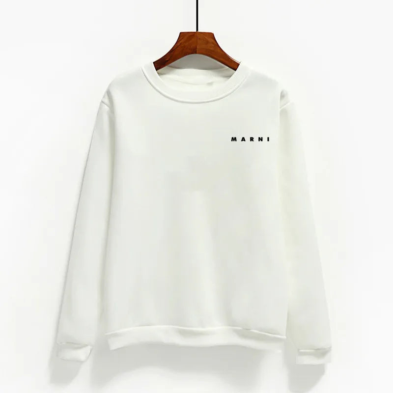 Fashion Letter Print Women Hoodies O-neck Female