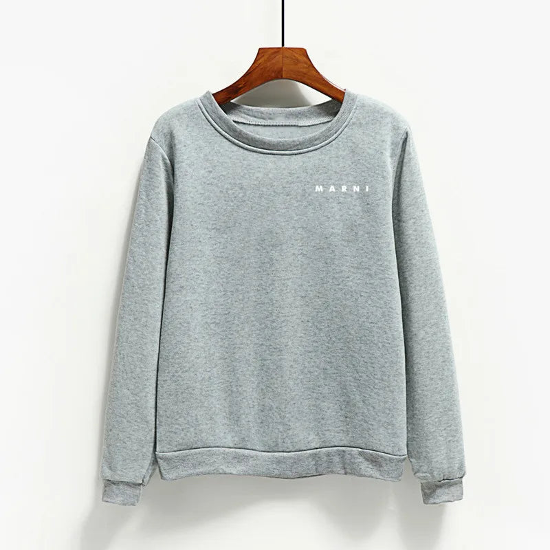 Fashion Letter Print Women Hoodies O-neck Female