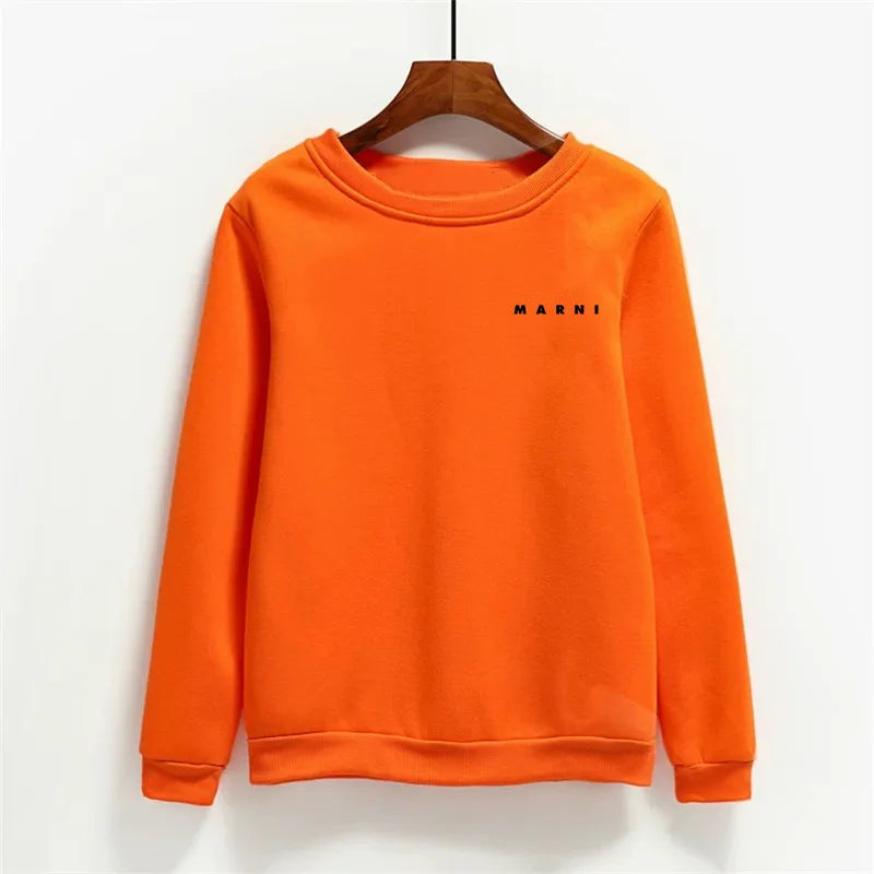 Fashion Letter Print Women Hoodies O-neck Female