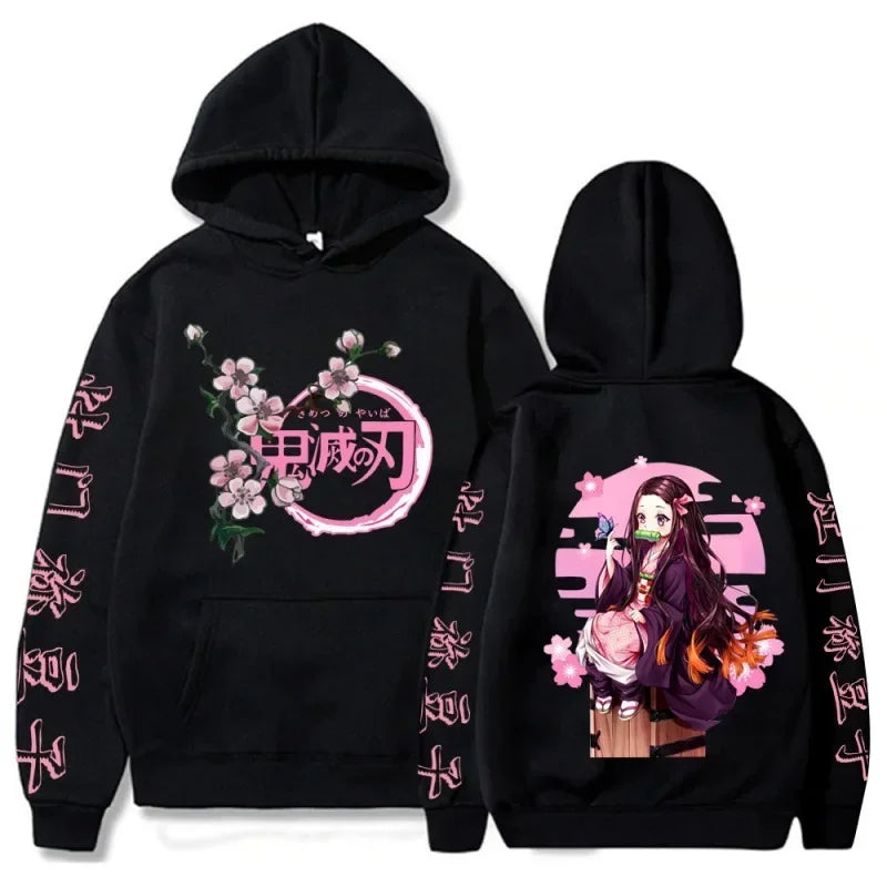 2025 Harajuku Demon Slayer Hoodie Kamado Nezuko Graphic Print Women Sweatshirts