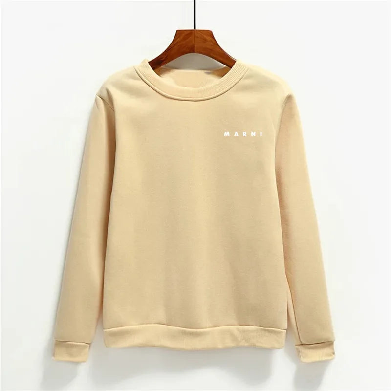 Fashion Letter Print Women Hoodies O-neck Female