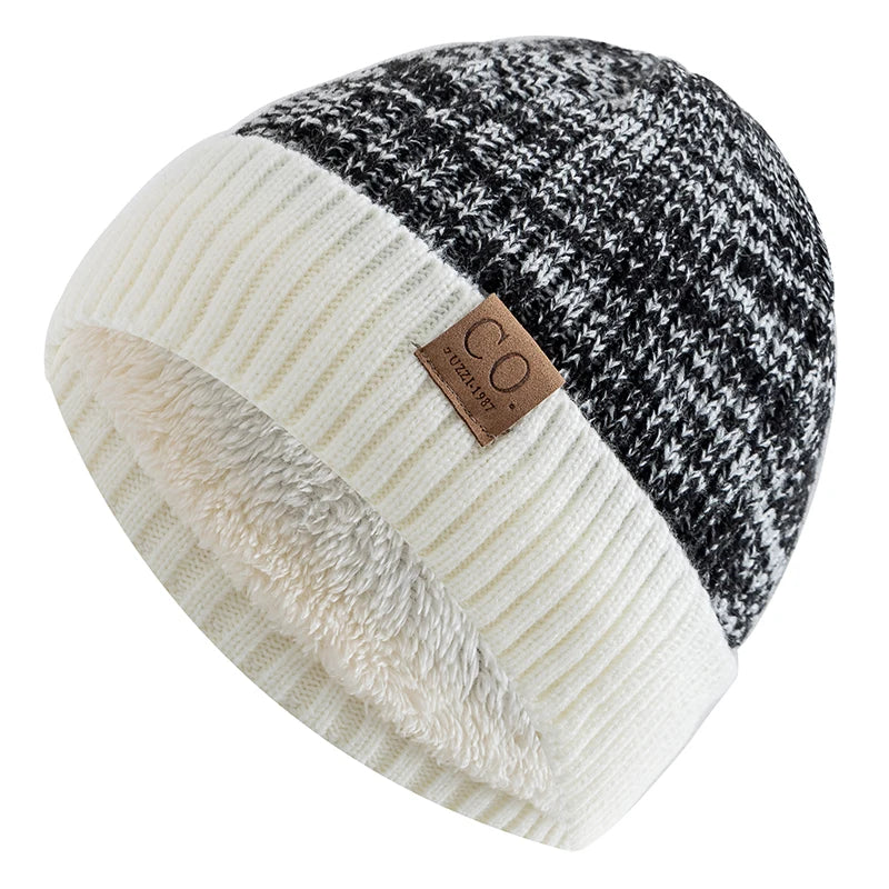 Winter Hats Add Fur Lined Fashion Warm Beanie Cap Winter
