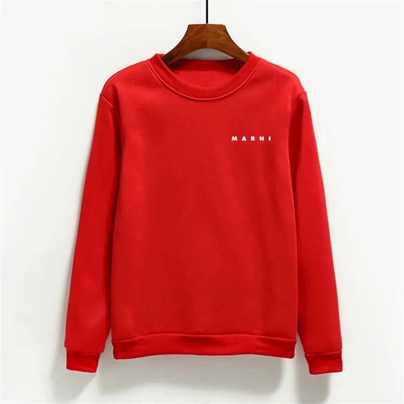 Fashion Letter Print Women Hoodies O-neck Female