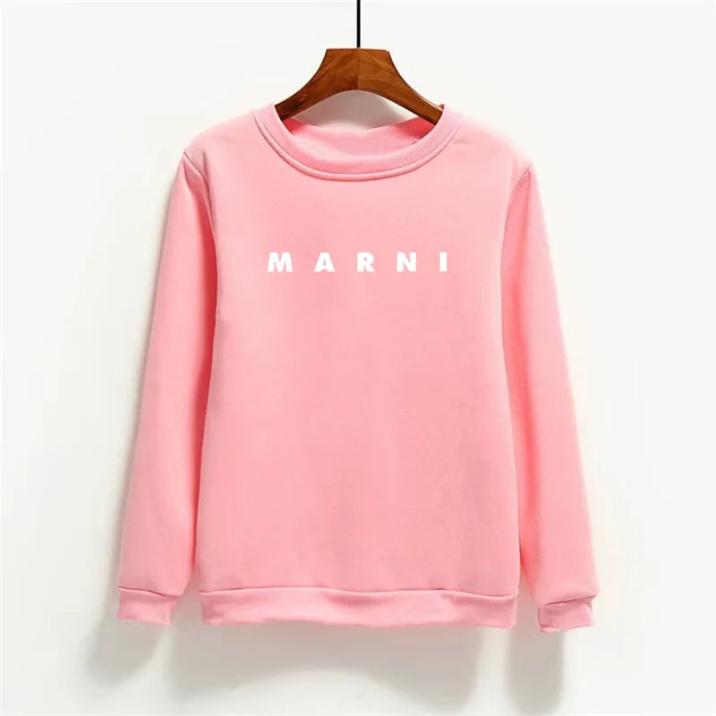 Fashion Letter Print Women Hoodies O-neck Female