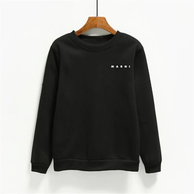 Fashion Letter Print Women Hoodies O-neck Female