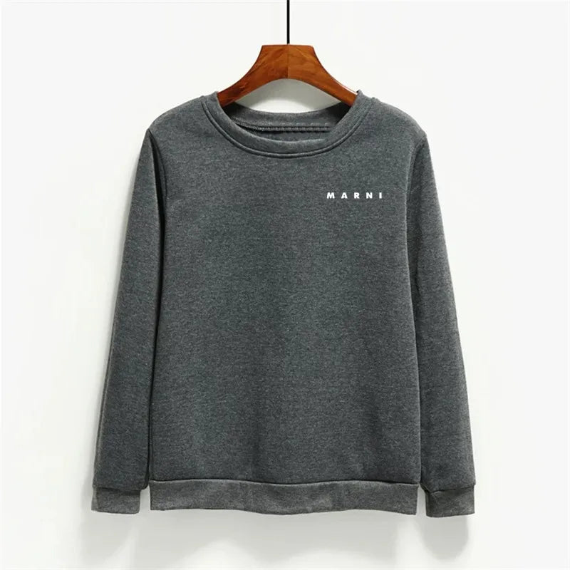 Fashion Letter Print Women Hoodies O-neck Female