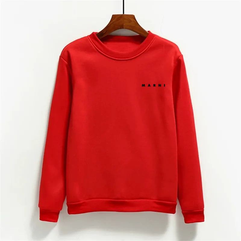 Fashion Letter Print Women Hoodies O-neck Female