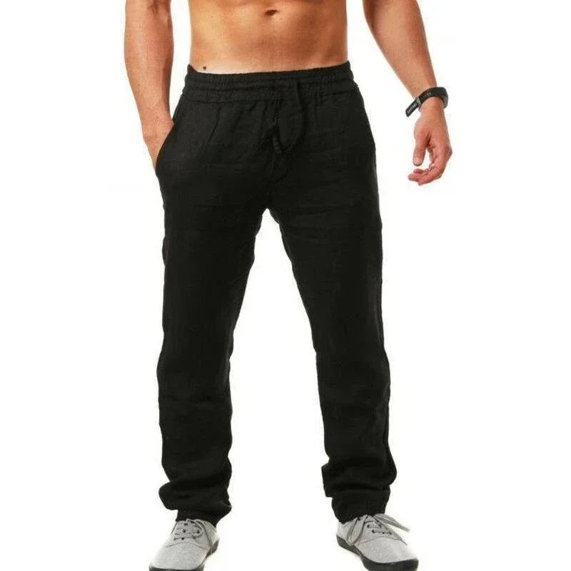 New Men's Cotton Linen Pants Casual Solid Color