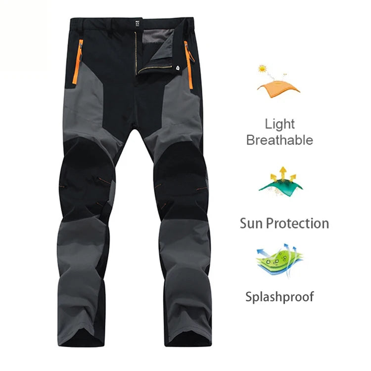 Men Summer Sports breathable Pants Hiking Camping Quick Dry UV Resistant Elastic Thin