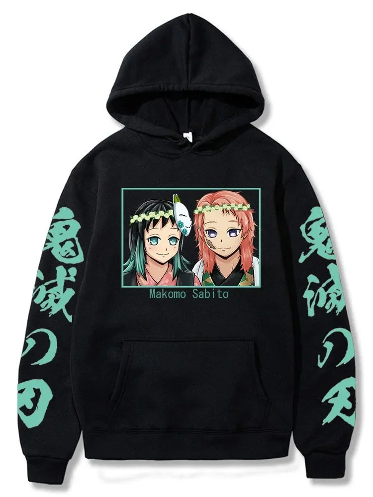 2025 Harajuku Demon Slayer Hoodie Kamado Nezuko Graphic Print Women Sweatshirts