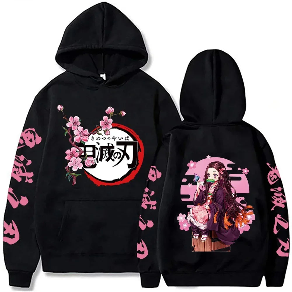 2025 Harajuku Demon Slayer Hoodie Kamado Nezuko Graphic Print Women Sweatshirts