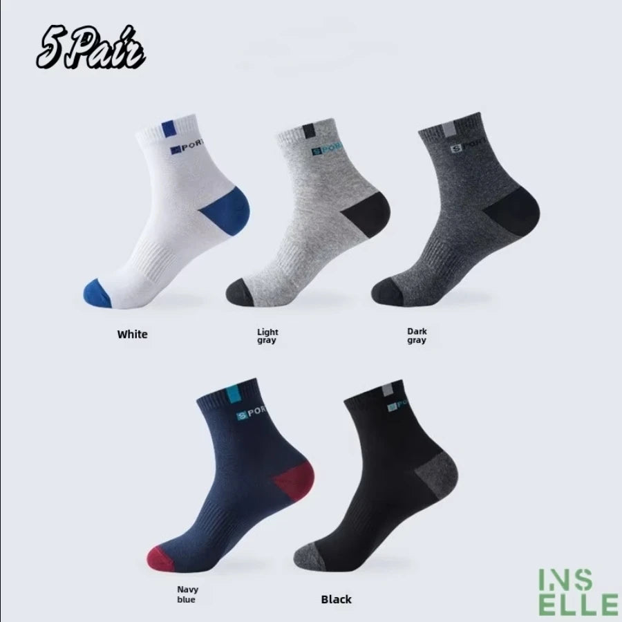 5 Pairs Of Socks, Autumn And Winter Athletic Socks, Sports Trend Socks