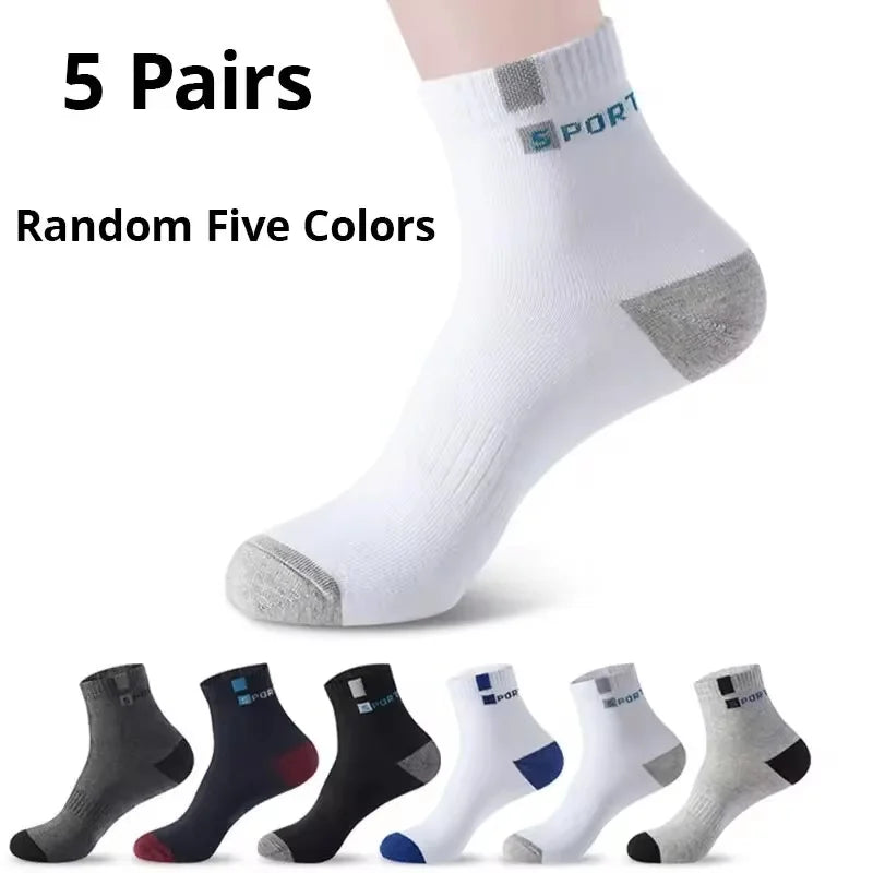 5 Pairs Of Socks, Autumn And Winter Athletic Socks, Sports Trend Socks