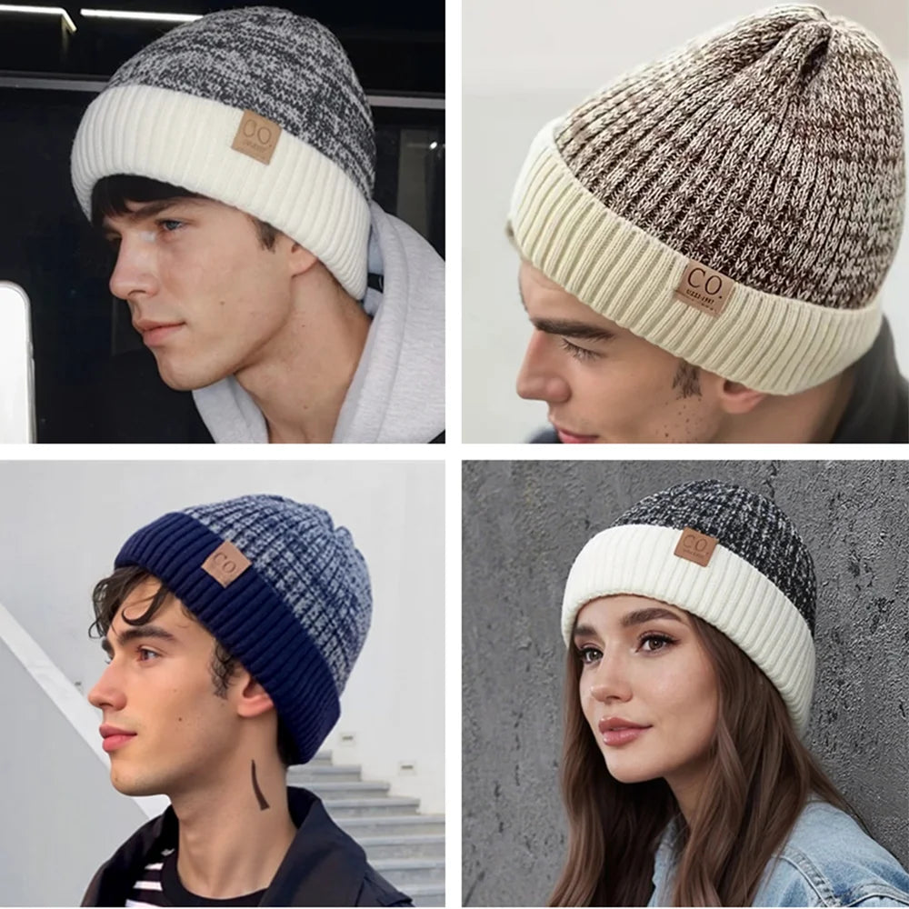 Winter Hats Add Fur Lined Fashion Warm Beanie Cap Winter