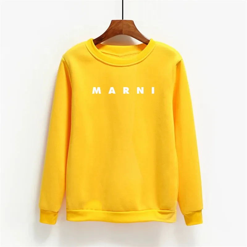 Fashion Letter Print Women Hoodies O-neck Female