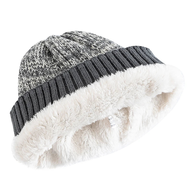 Winter Hats Add Fur Lined Fashion Warm Beanie Cap Winter
